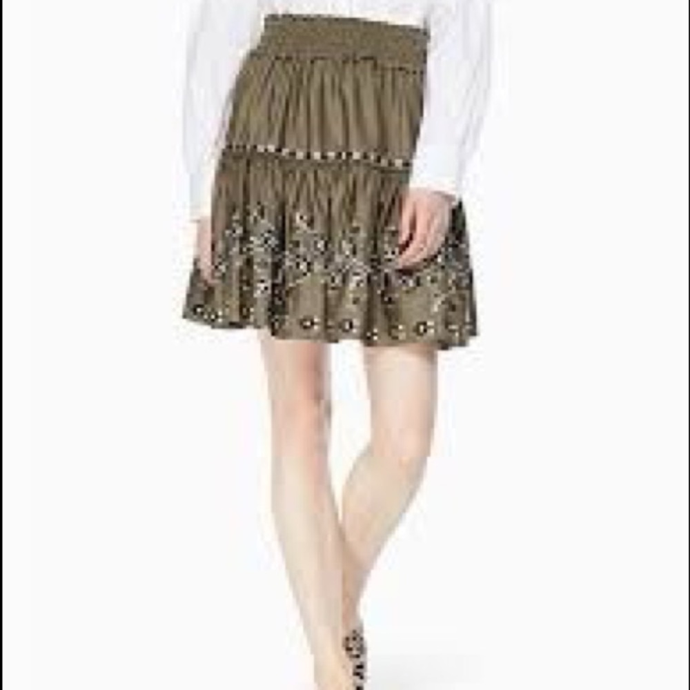 kate spade embroidered poplin skirt sz L